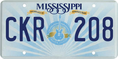 MS license plate CKR208