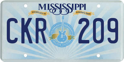 MS license plate CKR209