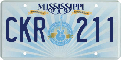 MS license plate CKR211