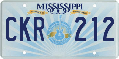 MS license plate CKR212