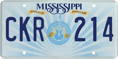 MS license plate CKR214