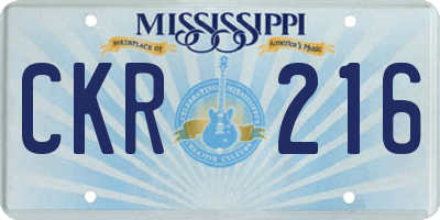 MS license plate CKR216