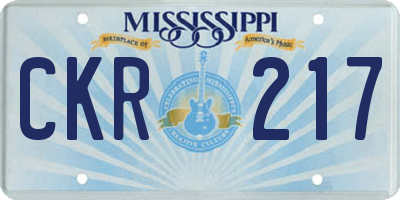 MS license plate CKR217