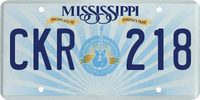 MS license plate CKR218