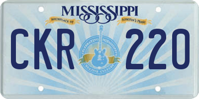 MS license plate CKR220