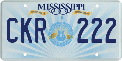 MS license plate CKR222