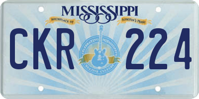 MS license plate CKR224
