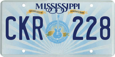 MS license plate CKR228