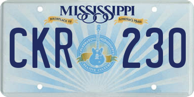 MS license plate CKR230