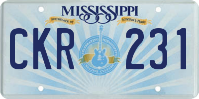 MS license plate CKR231