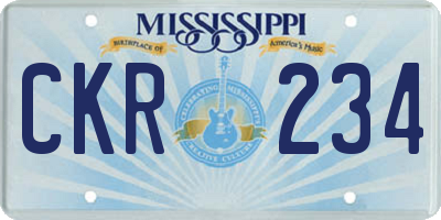 MS license plate CKR234