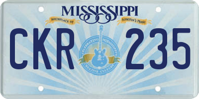 MS license plate CKR235