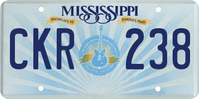 MS license plate CKR238