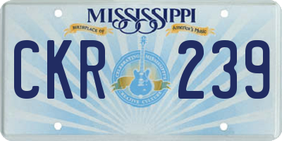 MS license plate CKR239