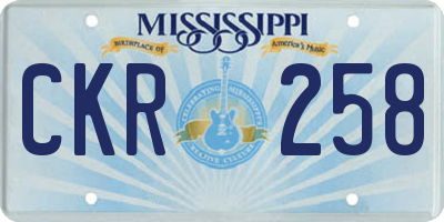 MS license plate CKR258