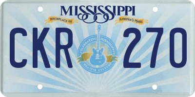 MS license plate CKR270
