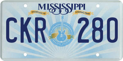 MS license plate CKR280