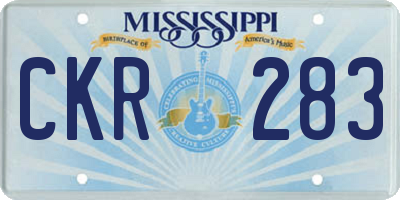 MS license plate CKR283