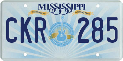 MS license plate CKR285