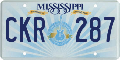 MS license plate CKR287