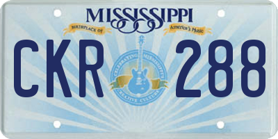 MS license plate CKR288