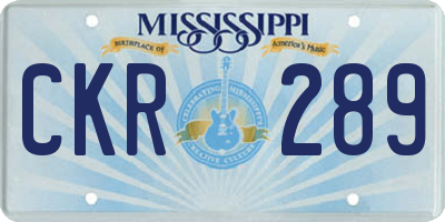 MS license plate CKR289