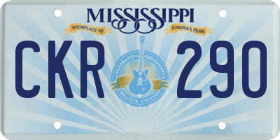 MS license plate CKR290
