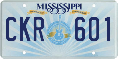 MS license plate CKR601