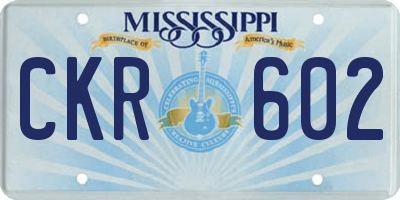 MS license plate CKR602