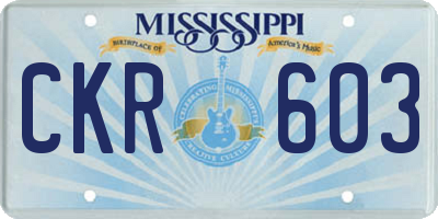 MS license plate CKR603