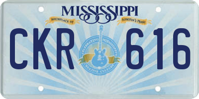 MS license plate CKR616