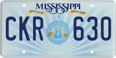 MS license plate CKR630