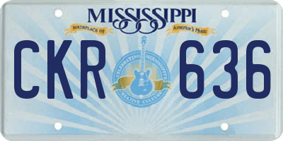 MS license plate CKR636