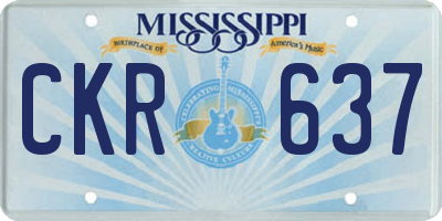 MS license plate CKR637
