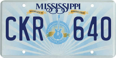 MS license plate CKR640
