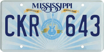 MS license plate CKR643