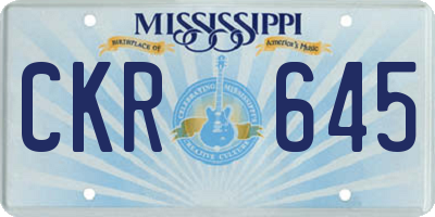 MS license plate CKR645