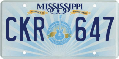 MS license plate CKR647