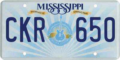 MS license plate CKR650