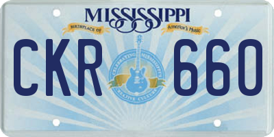 MS license plate CKR660
