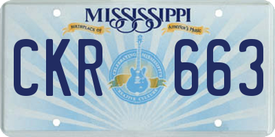MS license plate CKR663