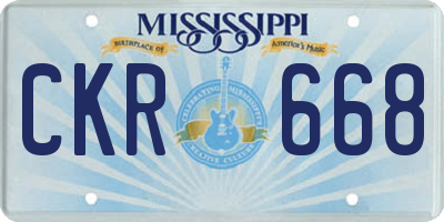 MS license plate CKR668