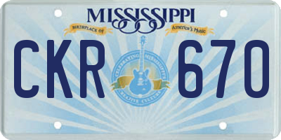 MS license plate CKR670