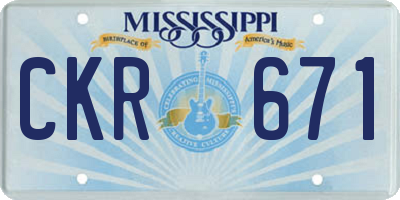 MS license plate CKR671