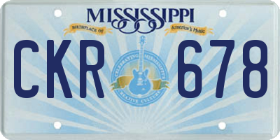 MS license plate CKR678