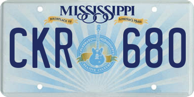 MS license plate CKR680