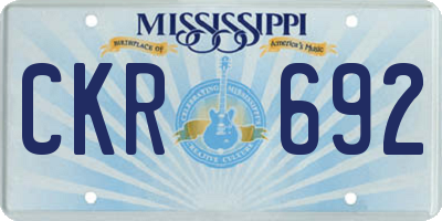 MS license plate CKR692