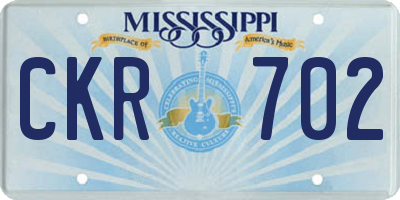 MS license plate CKR702