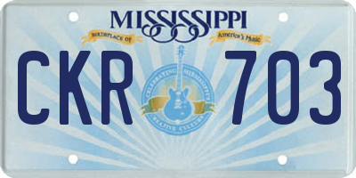 MS license plate CKR703