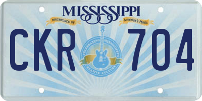 MS license plate CKR704